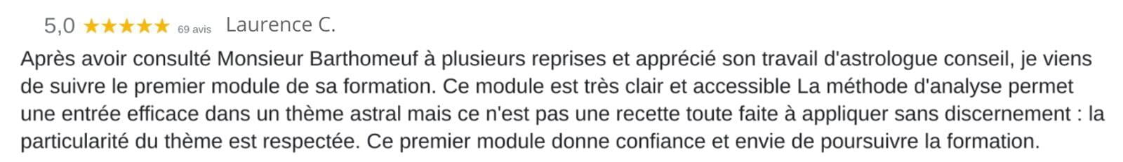 Avis google sur la Formation en Astrologie de François Barthomeuf